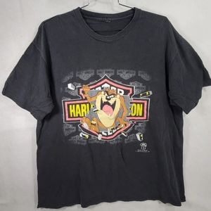 Vintage Taz Harley Davidson Motorcycle Single Stitch T Shirt Looney Toons Devil